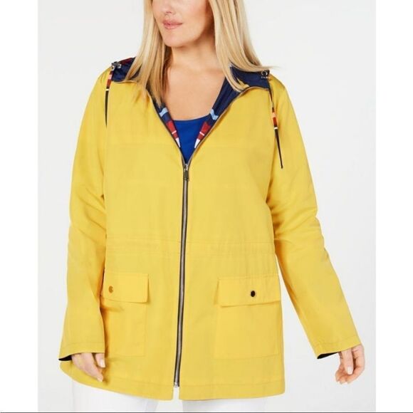 NWT Charter Club Women's Reversible Hooded Rain Coat - Picture 1 of 8